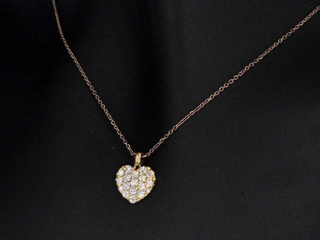 Crivelli - rosegouden hart collier met hoge kwaliteit briljant geslepen diamanten - afbeelding 1 van  8
