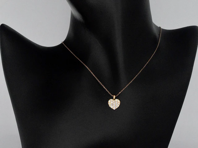 Crivelli - rosegouden hart collier met hoge kwaliteit briljant geslepen diamanten - afbeelding 2 van  8