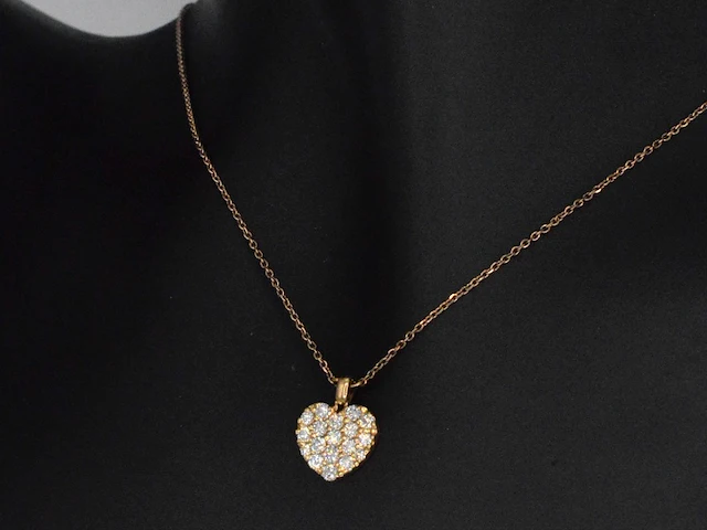 Crivelli - rosegouden hart collier met hoge kwaliteit briljant geslepen diamanten - afbeelding 3 van  8