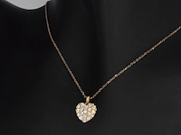 Crivelli - rosegouden hart collier met hoge kwaliteit briljant geslepen diamanten - afbeelding 3 van  8