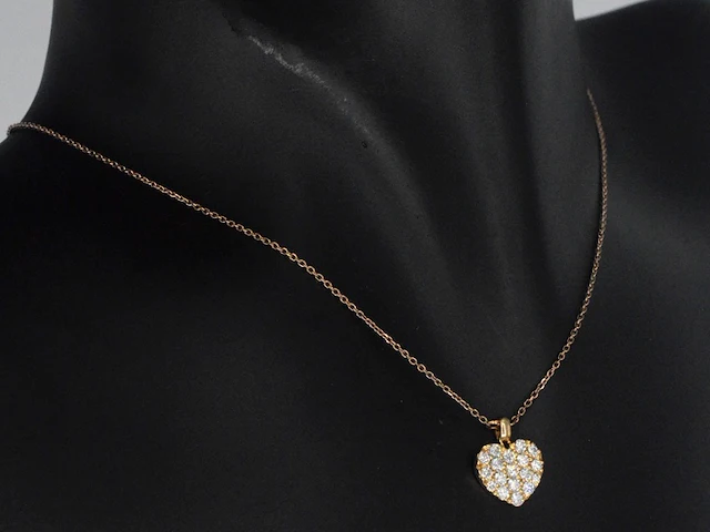 Crivelli - rosegouden hart collier met hoge kwaliteit briljant geslepen diamanten - afbeelding 4 van  8