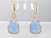 Crivelly - gouden oorhangers met grote natuurlijke edelstenen en diamanten