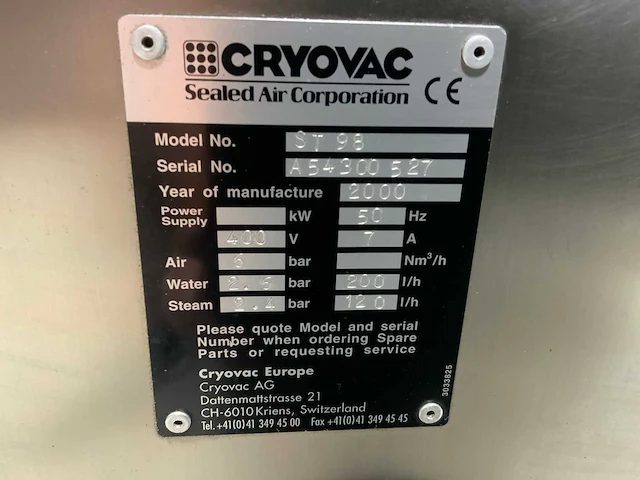Cryovac st98 stoom sealmachine - afbeelding 2 van  10