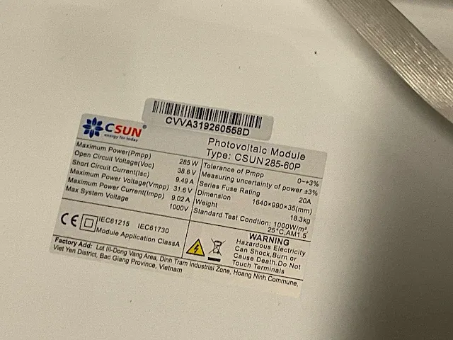 Csun, 285-60p zonnepaneel (4x) met solis, mini-1000-4g omvormer (1x) - afbeelding 7 van  10
