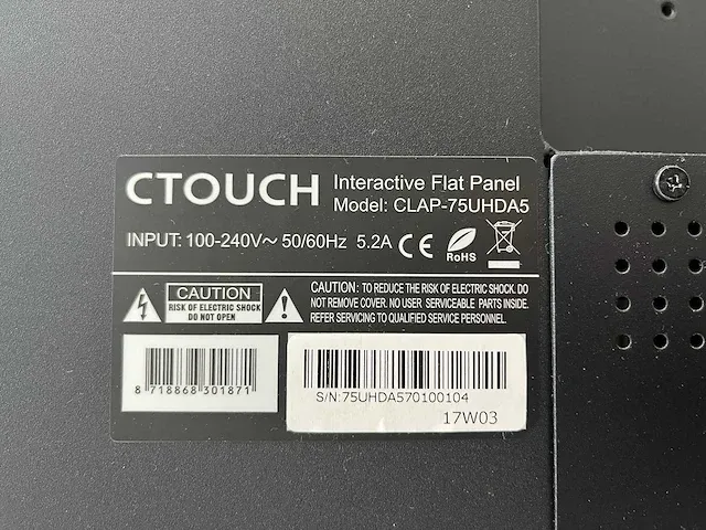 Ctouch clap-75uhda5 - 4k 75" interactieve touchscreen met muurbeugel - afbeelding 11 van  21