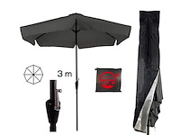 Cuhoc grijze parasol met hoes 3m stokparasol met volanten opdraaier en redlabel hoes - afbeelding 1 van  6