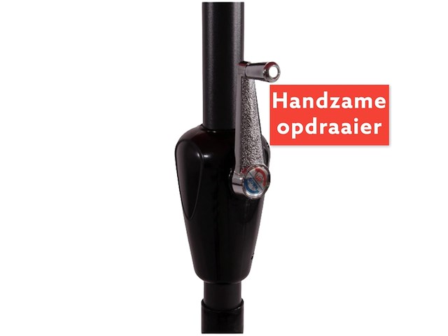 Cuhoc grijze parasol met hoes 3m stokparasol met volanten opdraaier en redlabel hoes - afbeelding 3 van  6