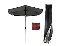 Cuhoc grijze parasol met hoes 3m stokparasol met volanten opdraaier en redlabel hoes - afbeelding 4 van  6