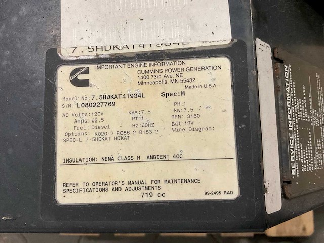 Cummins 7.5hdkat41934l stroomgenerator - afbeelding 11 van  11
