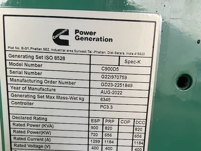 Cummins c900d5 - 900 kva - open generator - afbeelding 1 van  12