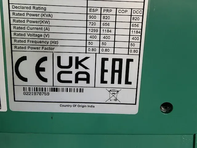 Cummins c900d5 - 900 kva - open generator - afbeelding 5 van  12