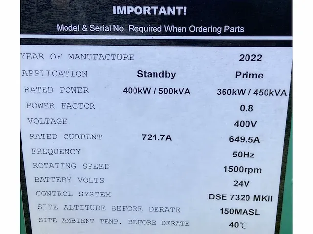 Cummins kta19-g3 - 500 kva - open generator - afbeelding 6 van  11