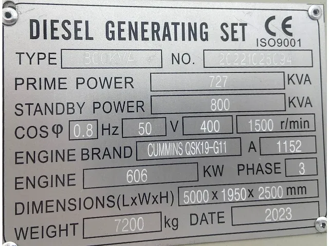 Cummins qsk19-g11 - 800 kva - silent generator - afbeelding 13 van  18