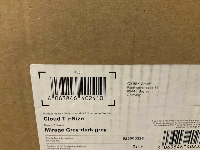 Cybex cloud t i-size mirage grey - afbeelding 2 van  2