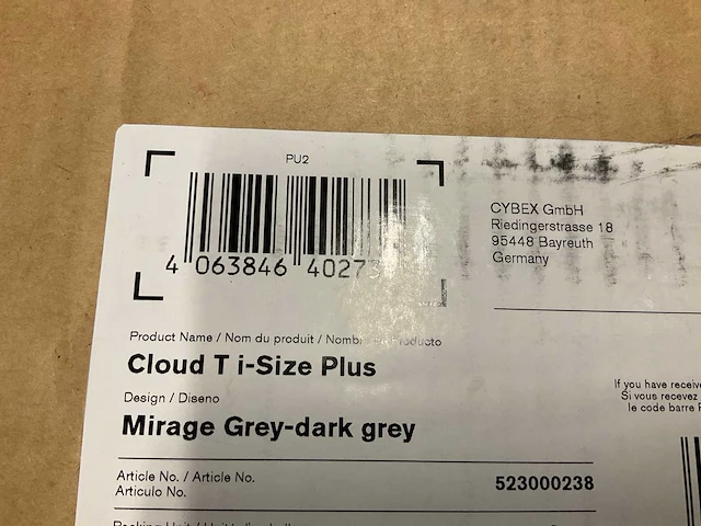 Cybex cloud t i-size plus mirage grey - afbeelding 3 van  4