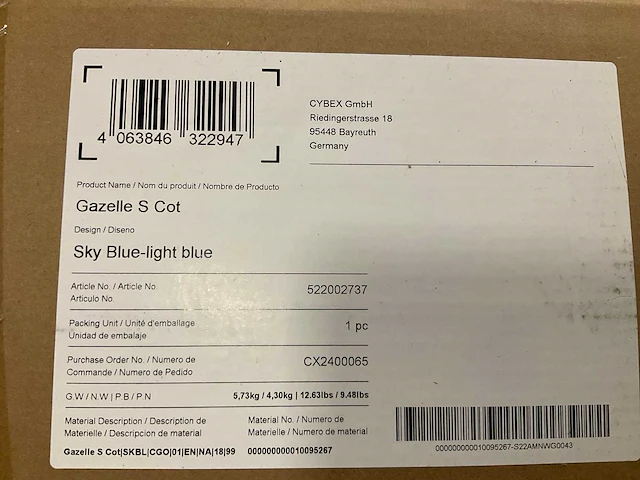 Cybex gazelle s cot sky blue - afbeelding 3 van  3