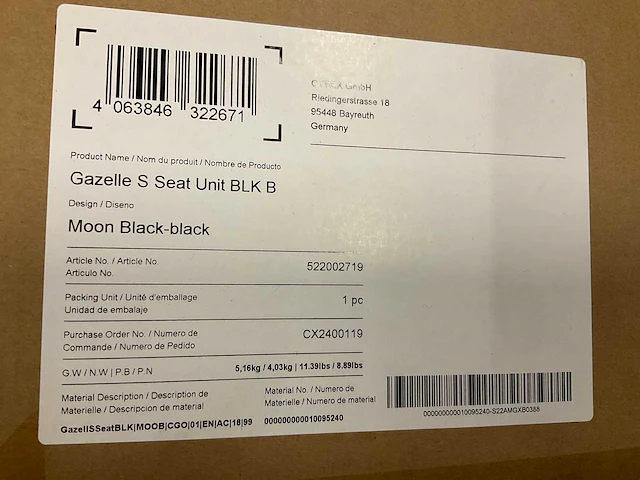 Cybex gazelle s seat unit moon black - afbeelding 3 van  3