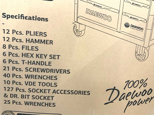 Daewoo - damws267 - 267 delig - gereedschapswagen - afbeelding 22 van  29