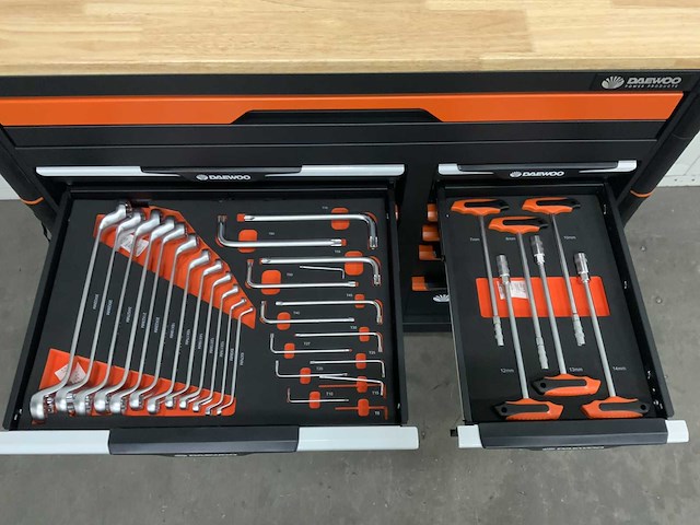 Daewoo - damws267 gereedschapswagen 13 laden, 267pcs, + 4 in 1 set accu gereedschap - afbeelding 14 van  16