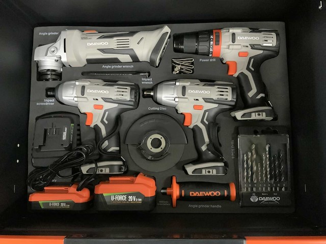 Daewoo - damws267 gereedschapswagen 13 laden + 4 in 1 set accu gereedschap - afbeelding 8 van  16