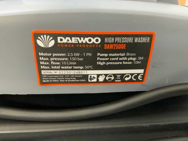 Daewoo - daw2500e-3 - hogedrukreiniger 2500w 150bar - afbeelding 4 van  12