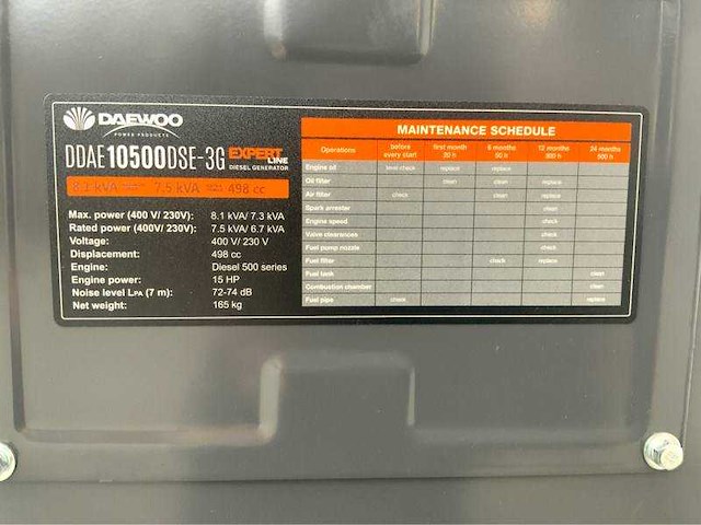 Daewoo - ddae10500dse-3g - 8.1 kva diesel generator 230/400v (50x) - afbeelding 26 van  26