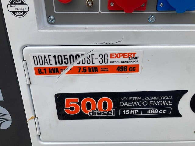Daewoo - ddae10500dse-3g - 8.1 kva diesel generator 230/400v - afbeelding 5 van  8
