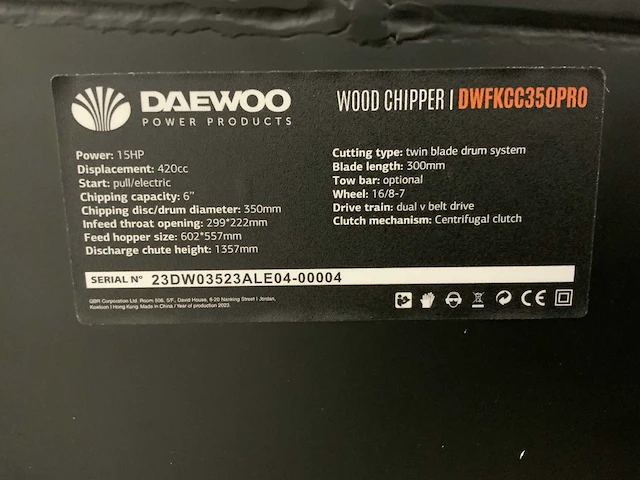 Daewoo - dwfkcc350pro - wood chipper - 2023 - afbeelding 16 van  19