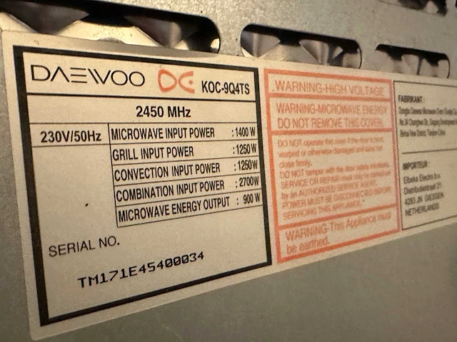 Daewoo - koc-9q4ts - rvs magnetron - afbeelding 3 van  3