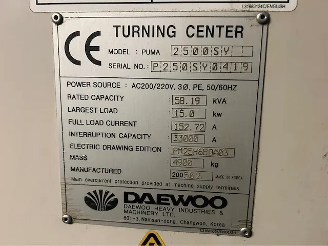 Daewoo - puma 2500sy - cnc draaibank - afbeelding 15 van  23