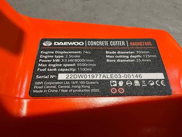 Daewoo dacnq740s betonzaag - afbeelding 7 van  9