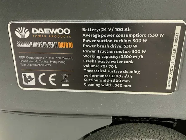 Daewoo dafr70 - industriële schrobzuigmachine - afbeelding 18 van  19