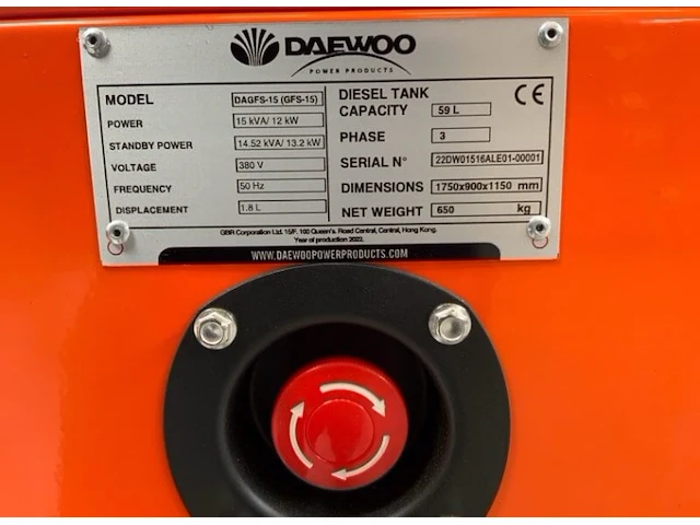 Daewoo dagfs-15 15kva noodgenerator - afbeelding 7 van  9