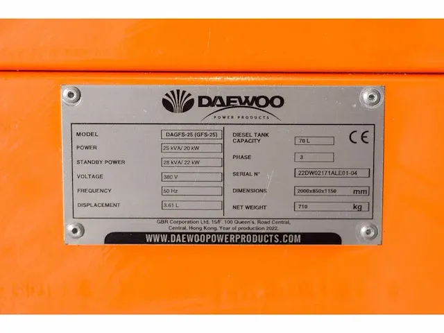 Daewoo dagfs-25 25kva noodstroomaggregaat - afbeelding 5 van  21