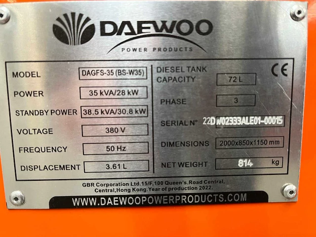 Daewoo dagfs-35 35kva noodstroomaggregaat - afbeelding 9 van  17