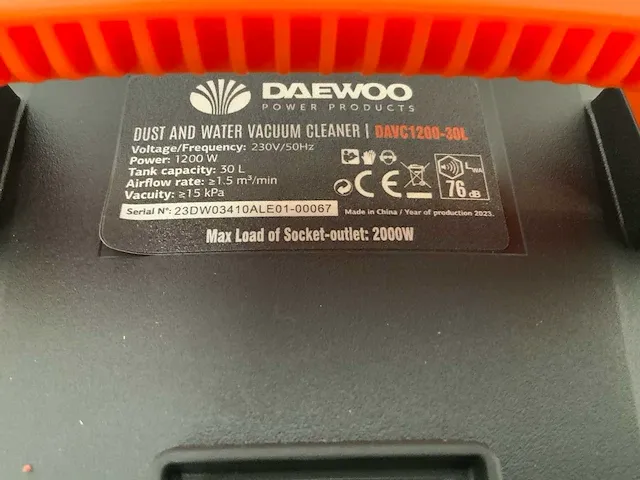 Daewoo davc1200-30l industriële nat- droogstofzuiger - afbeelding 10 van  14