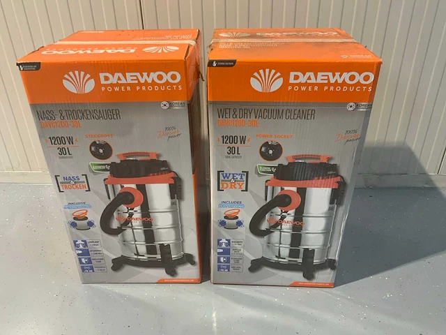 Daewoo davc1200 stofzuiger, nat en droog, 2 stuks, 30 liter - afbeelding 9 van  12