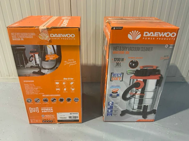 Daewoo davc1200 stofzuiger, nat en droog, 2 stuks, 30 liter - afbeelding 12 van  12
