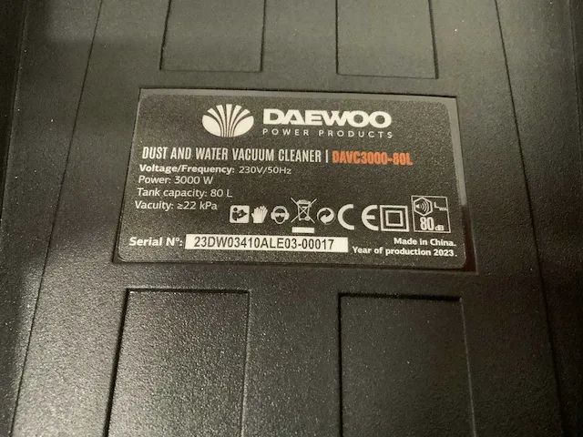 Daewoo davc3000-80l industriële nat- droogstofzuiger - afbeelding 11 van  15