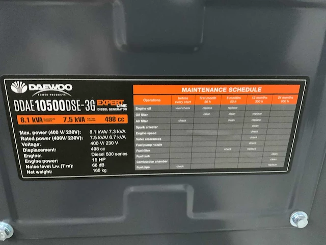 Daewoo ddae10500dse-3g diesel noodstroomaggregaat 8,10kva - afbeelding 7 van  9