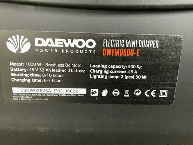 Daewoo dwfmd500-e elektrische rupsdumper - afbeelding 5 van  15