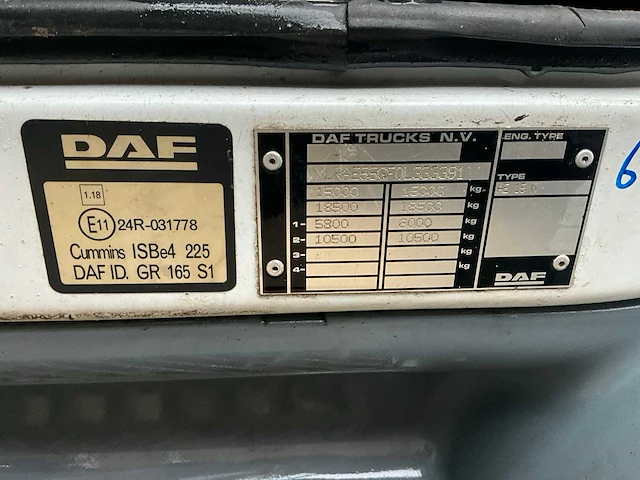 Daf fa lf 55.220 vrachtwagen met open laadvloer 805x250cm (2007), 36-bkx-7 - afbeelding 4 van  25