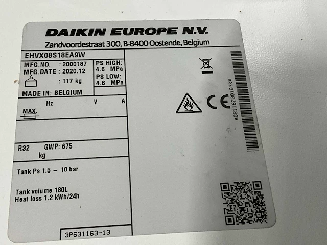 Daikin ehvx08s18eaa9w warmtepomp binnenunit 9kw - afbeelding 9 van  11