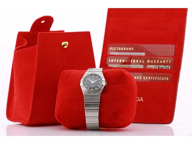 Dames polshorloge omega, constellation, zwarte wijzerplaat, bouwjaar ca 2010 - afbeelding 9 van  9
