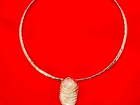Dames zilveren juweliers collier - kollosale 35mm grote natuurlijke parel - afbeelding 3 van  9