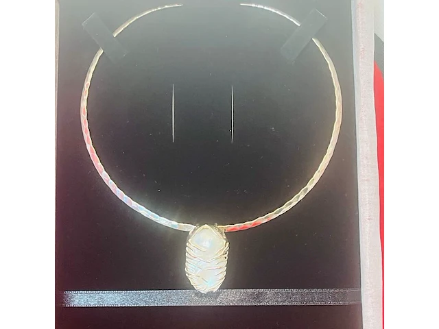 Dames zilveren juweliers collier - kollosale 35mm grote natuurlijke parel - afbeelding 4 van  9