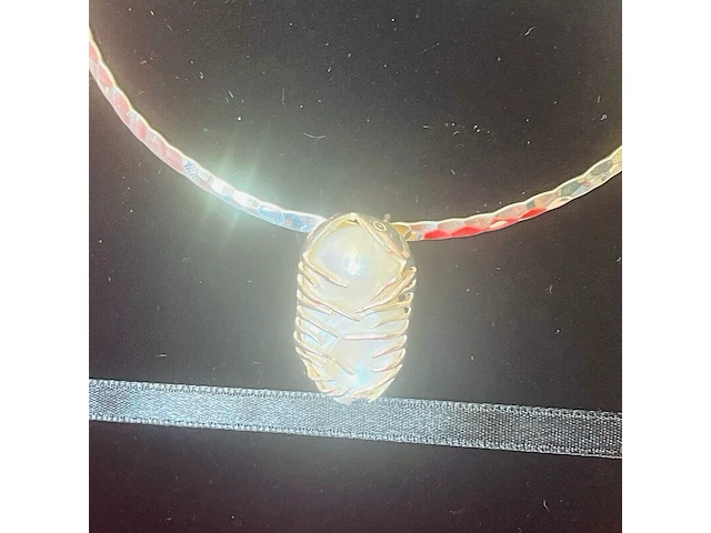 Dames zilveren juweliers collier - kollosale 35mm grote natuurlijke parel - afbeelding 5 van  9