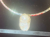 Dames zilveren juweliers collier - kollosale 35mm grote natuurlijke parel - afbeelding 5 van  9