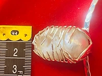 Dames zilveren juweliers collier - kollosale 35mm grote natuurlijke parel - afbeelding 8 van  9