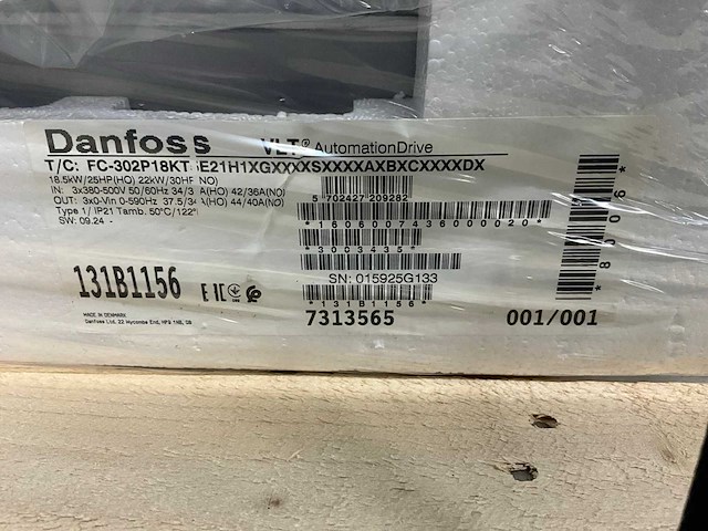Danfoss 131b1156 frequentieregelaar fc-320p18kt 18.5kw - afbeelding 4 van  6